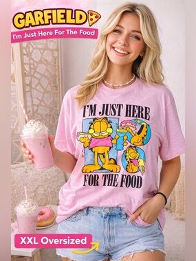 Nickelodeon Garfield Graphic Tee Pink XXL “I’m Just Here For The Food